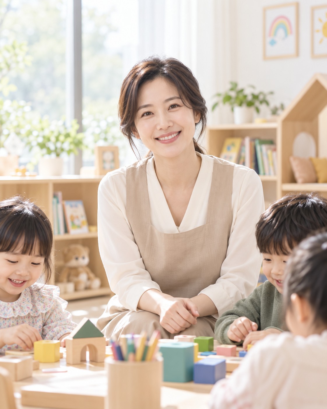 영유아의 성장과 놀이를 지원하는 전문적인 보육교사 이미지
